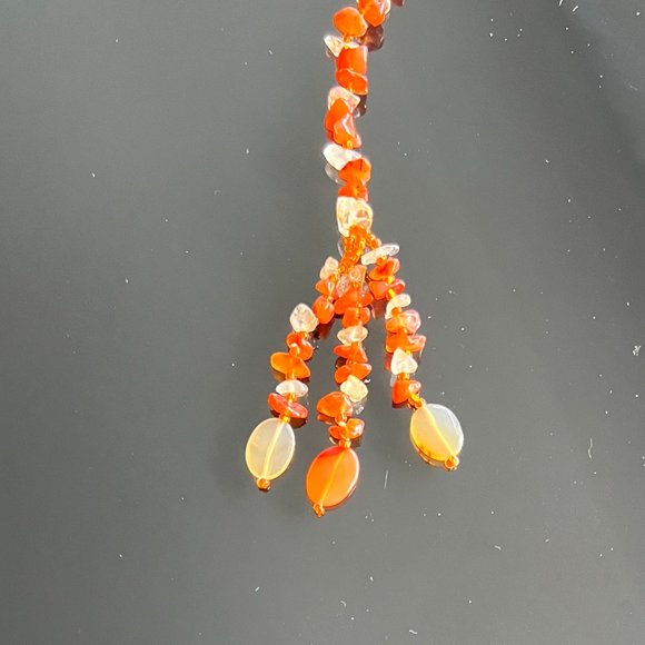 Artisan Handmade Semi Precious Stone Lariat/Necklace w/Tassels, - Picture 6 of 6